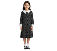 A2Z 4 Kids Girls Black Swing Dress Long Sleeve Peter Pan Collar Gothic Girl Fancy Dress - Swing Dress 673 Spotty 5-6