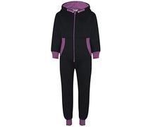 A2Z 4 Kids Girls Boys A2Z Onesie One Piece Contrast Fleece Hoodie All in One Jumpsuit - Onesie 350 Lilac 2-3