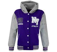 A2Z 4 Kids Girls Boys Baseball NYC Athletic Hoodie - NY Jacket Purple 11-12