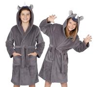 A2Z 4 Kids Girls Boys Bathrobes Trendy Rhino Face Robe Soft Plush Fleece Nightgown - Bathrobe Rhino 9-10