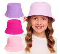 A2Z 4 Kids Girls Boys Bucket Hat 100% Cotton Foldable Summer Sun - Hat Bucket 1464 3 Pack Set 1 7-10