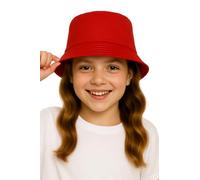 A2Z 4 Kids Girls Boys Bucket Hat 100% Cotton Foldable Summer Sun - Hat Bucket 1464 Red 3-6 Yrs