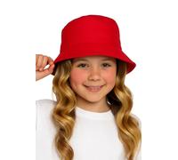 A2Z 4 Kids Girls Boys Bucket Hat 100% Cotton Foldable Summer Sun - Hat Bucket 1464 Red 7-10 Yrs