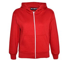 A2Z 4 Kids Girls Boys Classic Plain Full Zip-Up Hooded - Hoodie Plain Red 13