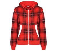 A2Z 4 Kids Girls Boys Classic Plain Tie Dye Print Full Zip Up Hooded Zipper Top Jacket - Zipper Tartan Red 13