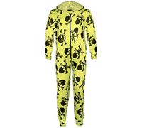 A2Z 4 Kids Girls Boys Cotton Onesie Skull Cross Bone Print Pyjamas - Cotton Onesie Skull Lemon 13