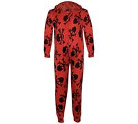 A2Z 4 Kids Girls Boys Cotton Onesie Skull Cross Bone Print Pyjamas - Cotton Onesie Skull Red 7-8