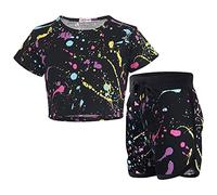 A2Z 4 Kids Girls Boys Crop Top Shorts Set Short Sleeves - Shorts Set 490 Pastel Splash 13