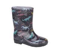 A2Z 4 Kids Girls Boys Dinosaur Wellington Boots Raptor Print Black Red Waterproof PVC Wellies - Wellies Raptor 8 UK Child