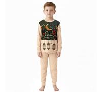 A2Z 4 Kids Girls Boys Eid Mubarak Pyjamas 2 Piece Set Sleepover Comfortable Soft Feel Cream and Black - PJS 280 B 2-3