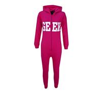 A2Z 4 Kids Girls Boys GEEK Hooded Onesie Jumpsuit Children Hooded - Geek Onesie Pink 7-8.1