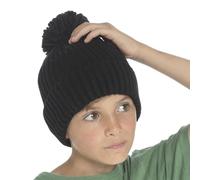 A2Z 4 Kids Girls Boys Hats Ribbed Knitted Bobble Pom Pom Beanie - Hat KH1024 Black 3-6
