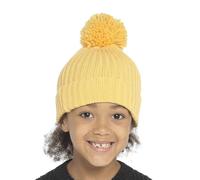A2Z 4 Kids Girls Boys Hats Ribbed Knitted Bobble Pom Pom Beanie - Hat KH1028 Yellow 7-10