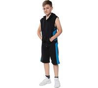 A2Z 4 Kids Girls Boys Hooded Zipper Top Shorts Set Sleeveless - Shorts Set 484 Black Blue 11-12