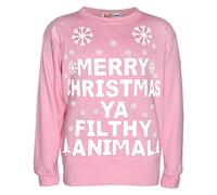 A2Z 4 Kids Girls Boys Merry Christmas Jumper Comfortable - Ya Filthy Jumper Baby Pink 9-10