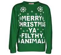A2Z 4 Kids Girls Boys Merry Christmas Jumper Comfortable - Ya Filthy Jumper Green 3-4