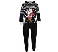 A2Z 4 Kids Girls Boys Novelty Christmas Santa Print - Xmas Onesie Santa Black 5-6