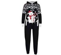A2Z 4 Kids Girls Boys Novelty Christmas Snowman Fleece - Xmas Onesie Snowman Black 9-10