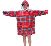 A2Z 4 Kids Girls Boys Oversized Hoodie Red Tartan Printed Snuggle Blanket Super Soft - Snuggle 955 Red Tartan._Kids