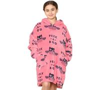 A2Z 4 Kids Girls Boys Oversized Hoodie Snuggle Plush Sherpa Fleece Lining - Snuggle 932 Peek A Boo Coral AZ_Long