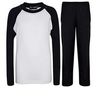 A2Z 4 Kids Girls Boys Pjs Plain Pyjamas Set Lounge Suit Top Bottom - PJS Plain Black 9-10