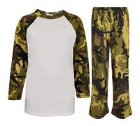 A2Z 4 Kids Girls Boys Pjs Plain Pyjamas Set Lounge Suit Top Bottom - PJS Plain Camo Green 7-8