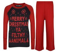 A2Z 4 Kids Girls Boys PJ's YA Filthy Printed Christmas Pyjamas - PJS Ya Filthy Black & Red 9-10.1
