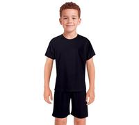 A2Z 4 Kids Girls Boys Plain Football Kit Shorts Sleeves T Shirt Shorts Set - Football Kit 1550 Black 7-8