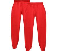 A2Z 4 Kids Girls Boys Plain Jogging Bottoms PE School Jogger Soft Trouser - Fleece Trouser 356 Red 2 Pack 13-14