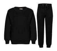 A2Z 4 Kids Girls Boys Plain Tracksuit Jumper Sweatshirt Set - T.S Plain Jumper 108 Black 5-6