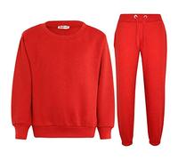A2Z 4 Kids Girls Boys Plain Tracksuit Jumper Sweatshirt Set - T.S Plain Jumper 108 Red 11-12