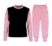 A2Z 4 Kids Girls Boys Pyjama Set Long Sleeves Contrast Color Soft - PJS Plain 175 Baby Pink 9-10