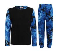 A2Z 4 Kids Girls Boys Pyjama Set Long Sleeves Contrast Color Soft - PJS Plain 175 Camo Blue 9-10