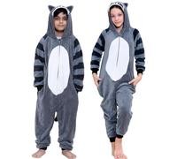 A2Z 4 Kids Girls Boys Raccoon Costume Soft Fleece Playsuit Kids - E.SoftRaccoon._7-8