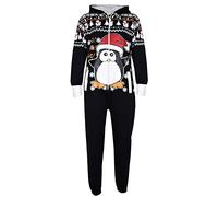 A2Z 4 Kids Girls Boys Santa Fleece - Xmas Onesie Penguin Black 7-8
