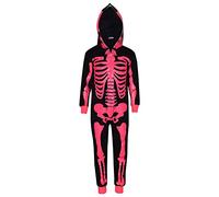 A2Z 4 Kids Girls Boys Skeleton Print Pajama Onesie - Skeleton Onesie Black N.Pink 13
