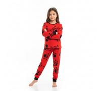 A2Z 4 Kids Girls Boys Skull Bones Children PJs 2 Piece Cotton Set - PJS 162 Red 3-4