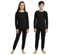 A2Z 4 Kids Girls Boys Soft Cotton Raglan Sleeves Plain Pyjamas - PJS Plain 227 Black 11-12