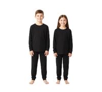 A2Z 4 Kids Girls Boys Soft Cotton Raglan Sleeves Plain Pyjamas - PJS Plain 227 Black 5-6