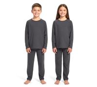 A2Z 4 Kids Girls Boys Soft Cotton Raglan Sleeves Plain Pyjamas - PJS Plain 227 Charcoal 5-6