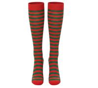 A2Z 4 Kids Girls Boys Striped Stockings Red & Green Halloween Fancy Dress Accessory Over Knee Socks Soft Stretchy Polyester Witch Clown Pirate Theme Wear for 4-14 Years