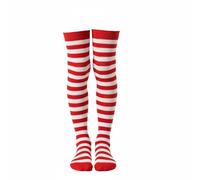 A2Z 4 Kids Girls Boys Striped Stockings Red & White Halloween Fancy Dress Accessory Over Knee Socks Soft Stretchy Polyester Witch Clown Pirate Theme Wear for 4-14 Years