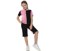 A2Z 4 Kids Girls Boys T-Shirt Top Shorts Set 100% Cotton Contrast - Shorts Set 483 Baby Pink 9-10