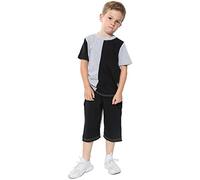 A2Z 4 Kids Girls Boys T-Shirt Top Shorts Set 100% Cotton Contrast - Shorts Set 483 Grey 9-10