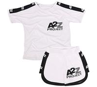 A2Z 4 Kids Girls Boys T-Shirt Top Shorts Set Short Sleeve Raglan Style - Shorts Set 492 White 13