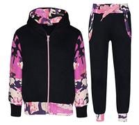 A2Z 4 Kids Girls Boys Tracksuit Plain Camouflage Contrast Fleece - T.S Plain 101 Camo Baby Pink 3-4