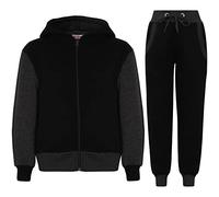 A2Z 4 Kids Girls Boys Tracksuit Plain Camouflage Contrast Fleece - T.S Plain 101 Charcoal 7-8