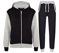 A2Z 4 Kids Girls Boys Tracksuit Plain Camouflage Contrast Fleece - T.S Plain 101 Grey 13-14