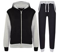 A2Z 4 Kids Girls Boys Tracksuit Plain Camouflage Contrast Fleece - T.S Plain 101 Grey 3-4.