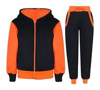 A2Z 4 Kids Girls Boys Tracksuit Plain Camouflage Contrast Fleece - T.S Plain 101 Neon Orange 3-4